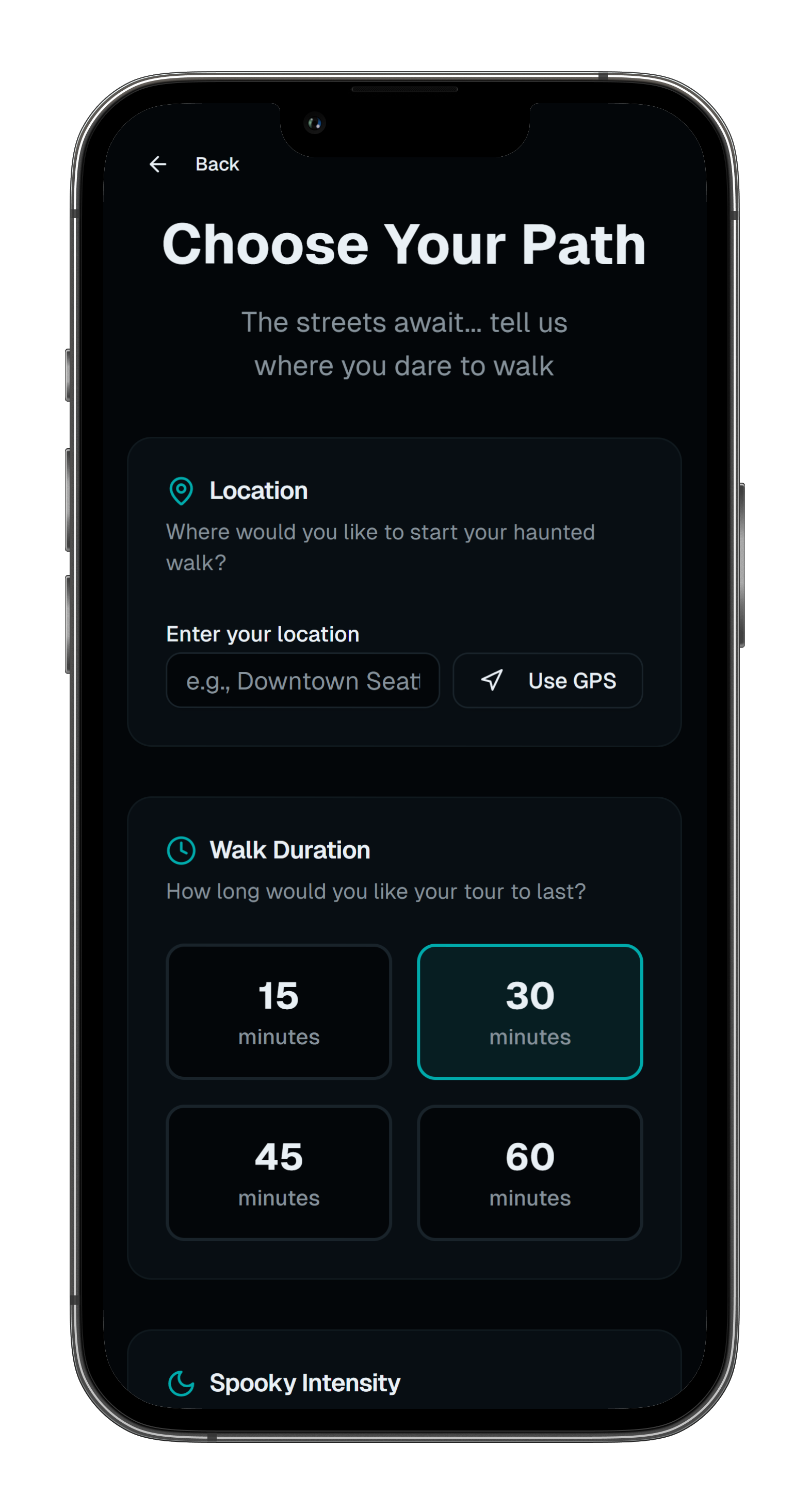 Choose your path screen
